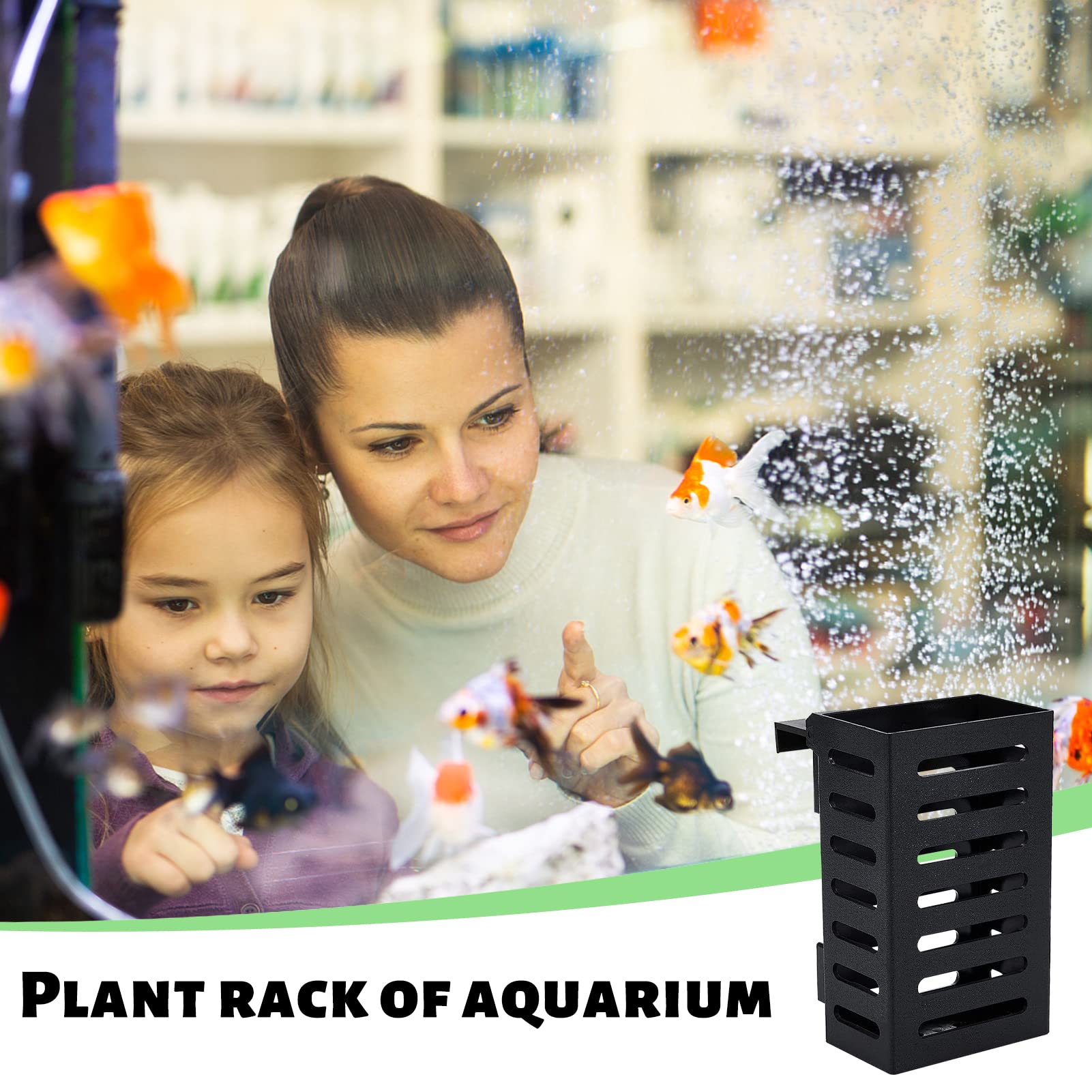 4 Pack Aquarium Plant Holder - Hanging Aquatic Plant Cup with 3 Size Hooks, Plastic Fish Tank Decorations for Live Potted Plants - Perfect for Betta Tanks, Aquascaping & Freshwater Aquariums