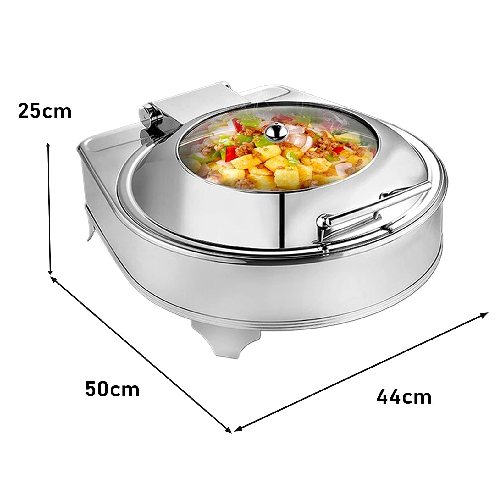 Electric Food Warmer Buffet Server - 6L Stainless Steel Chafing Dish with Clear PC Lid & Food Clip | Professional Catering Equipment for Buffets, Parties, Weddings & Outdoor Events