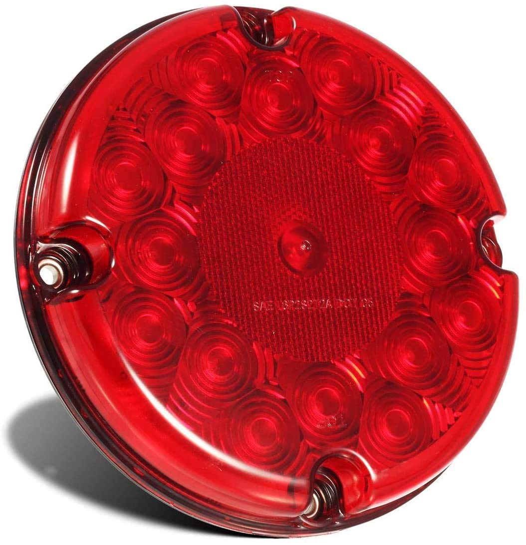 Partsam 2Pcs 7 Inch Round LED Trailer Tail Lights - Red 17 LED with Inner Reflex Lens, Waterproof for Trucks, Trailers, RVs, UTVs - Stop/Turn/Tail/Brake Lights - Surface Mount 10-30V - Ideal for Night Driving & Heavy-Duty Vehicles
