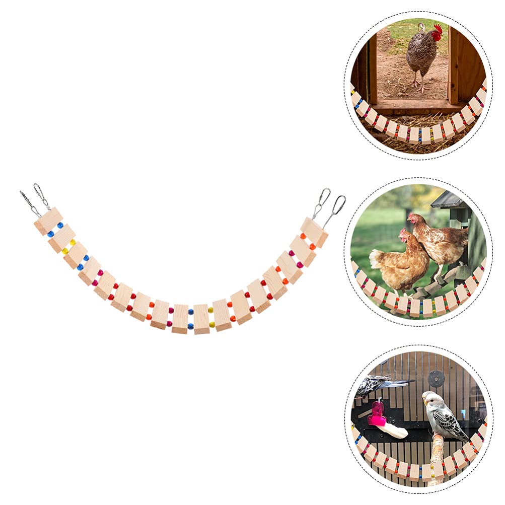 Balacoo Wooden Chicken Toy Set - Chewing & Perch Ladder for Birds, Training Rack & Play Swing - Durable Thicken Wooden Chicken Coop Accessories - Perfect for Parrots, Cockatiels & Small Pets Playtime