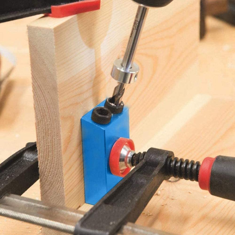 14PCS Pocket Hole Jig Drill Kit with 6/8/10mm Drill Bits - 15 Degree Dowel Joinery Kit for Woodworking | Includes Drill Stoppers, Sleeves & Hex Key | Perfect for Cabinet Making, Furniture Assembly & DIY Wood Projects