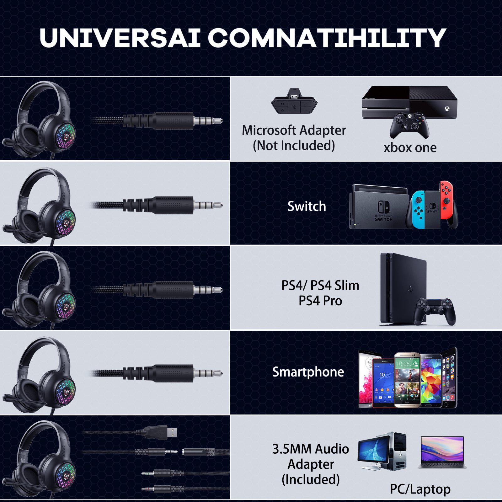 ONIKUMA X7 PRO Wired Gaming Headset with RGB Lights & Noise Cancellation - Perfect for PC, PS4, Xbox Gaming & Online Meetings