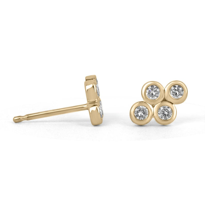 0.30tcw Brilliant Round Cut Natural Diamond Stud Earrings for Women - 14K Gold Mini Hoop Earrings for Everyday Wear & Special Occasions