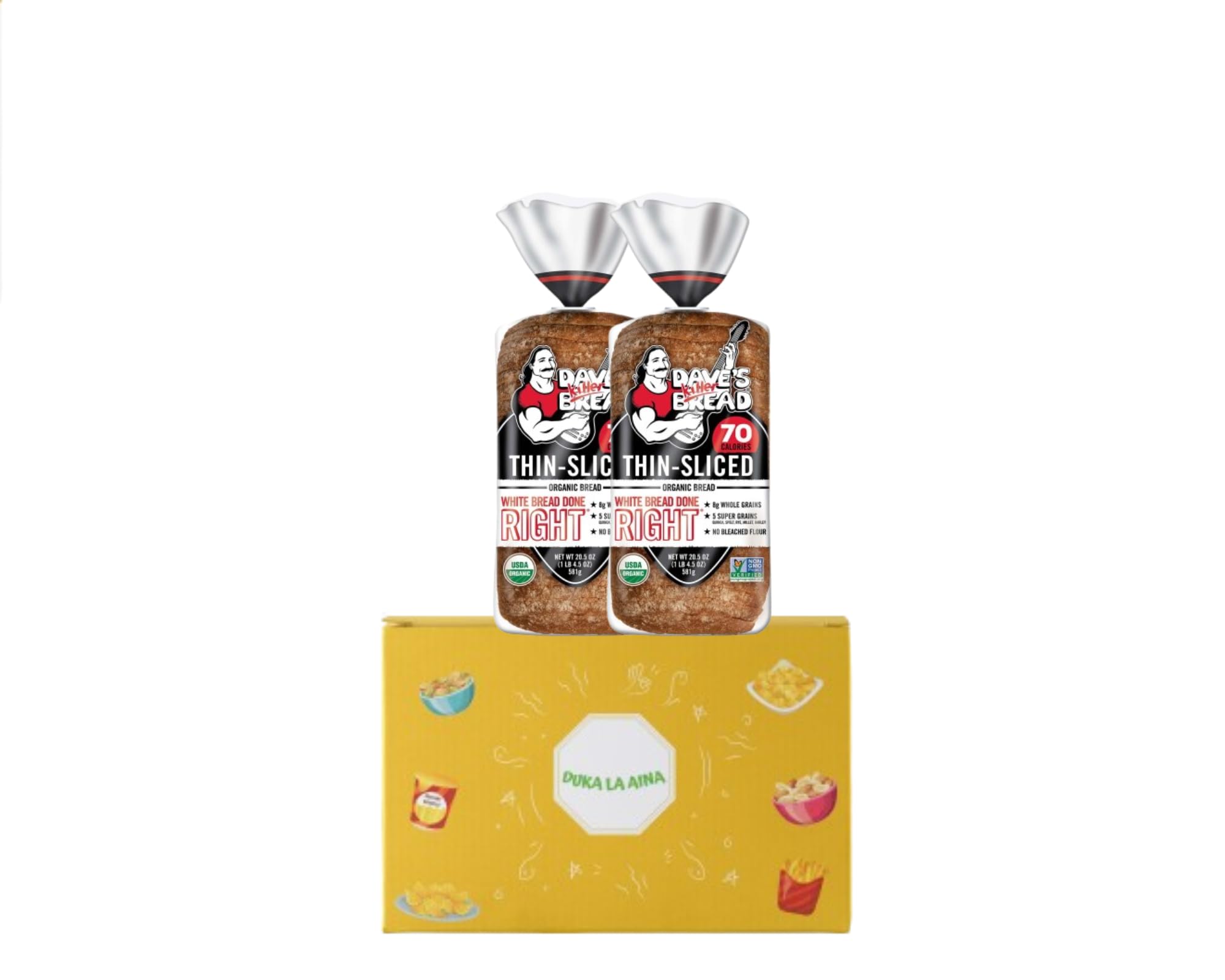 2 Pack - Dave's Killer Bread Organic White Bread, Artisan-Style, 24 oz Loaf (70 Cal/Slice) - Perfect for Sandwiches, Toast & Healthy Breakfasts