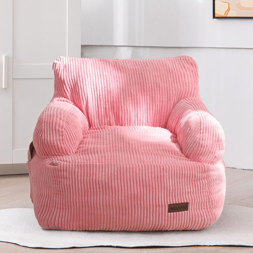 MAXYOYO Kids Bean Bag Chair - Soft & Comfortable Toddler Bean Bag Sofa with Filler for Boys & Girls (Pink) - Perfect for Reading Nook, Playroom & Bedroom Relaxation