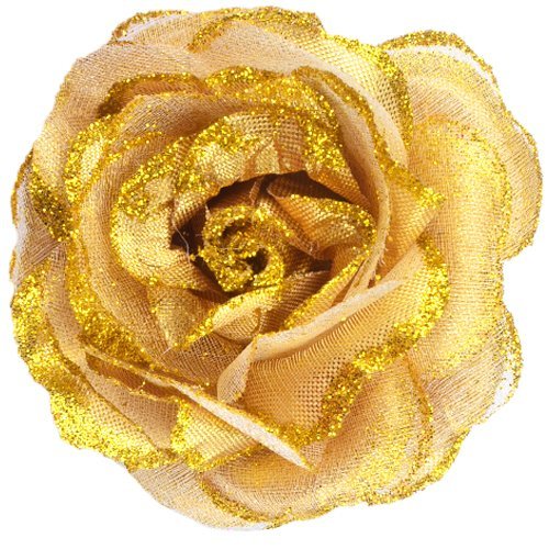 Homeoculture Golden Glittery Rose Flower Hair Clips - 2 Pack for Women & Girls, Perfect for Weddings, Parties & Everyday Hair Accessories