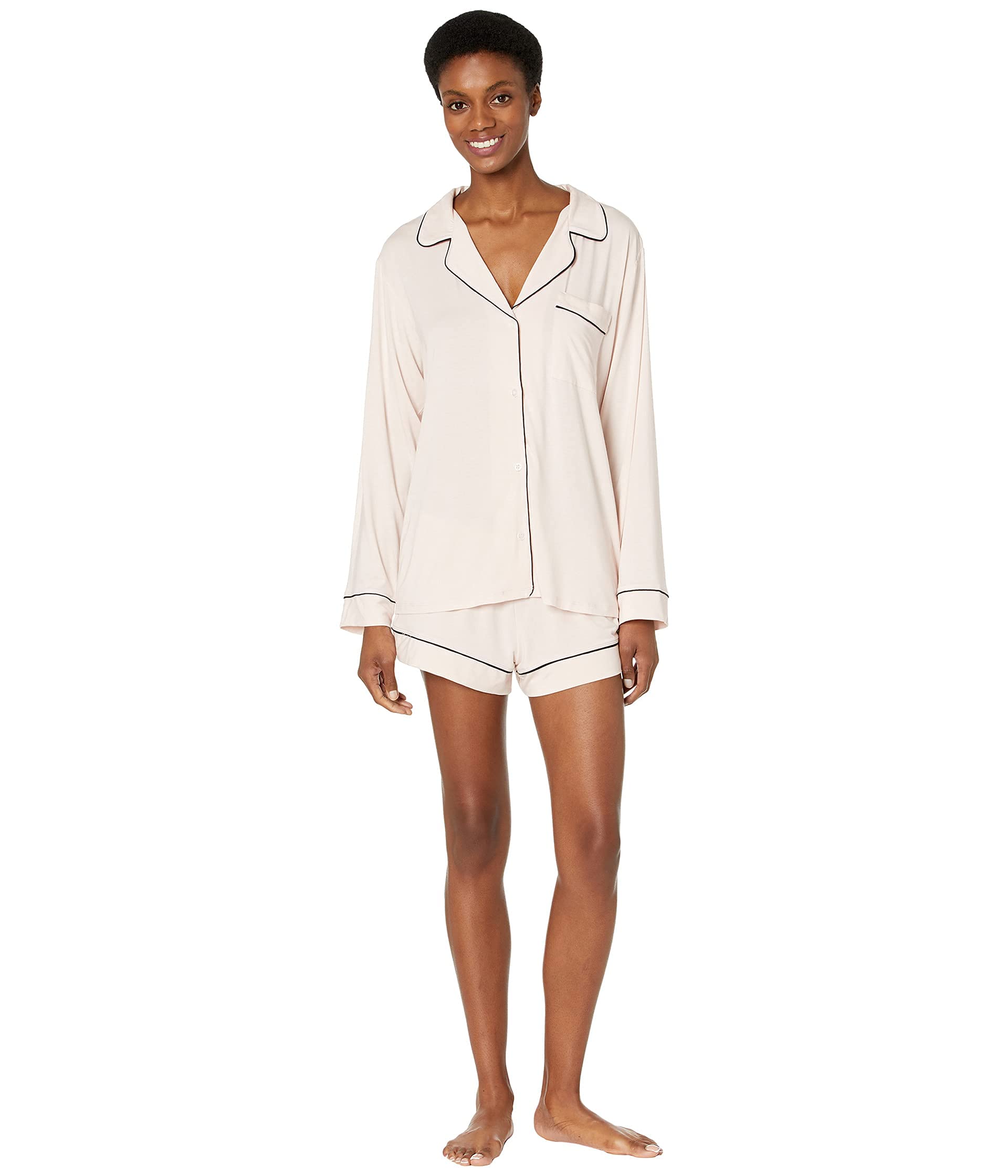 Eberjey Gisele Classic Women's Pajama Set - Soft Long Sleeve Top & Comfortable Shorts | Cozy Sleepwear for Women | Perfect for Lounging, Bedtime & Relaxation at Home