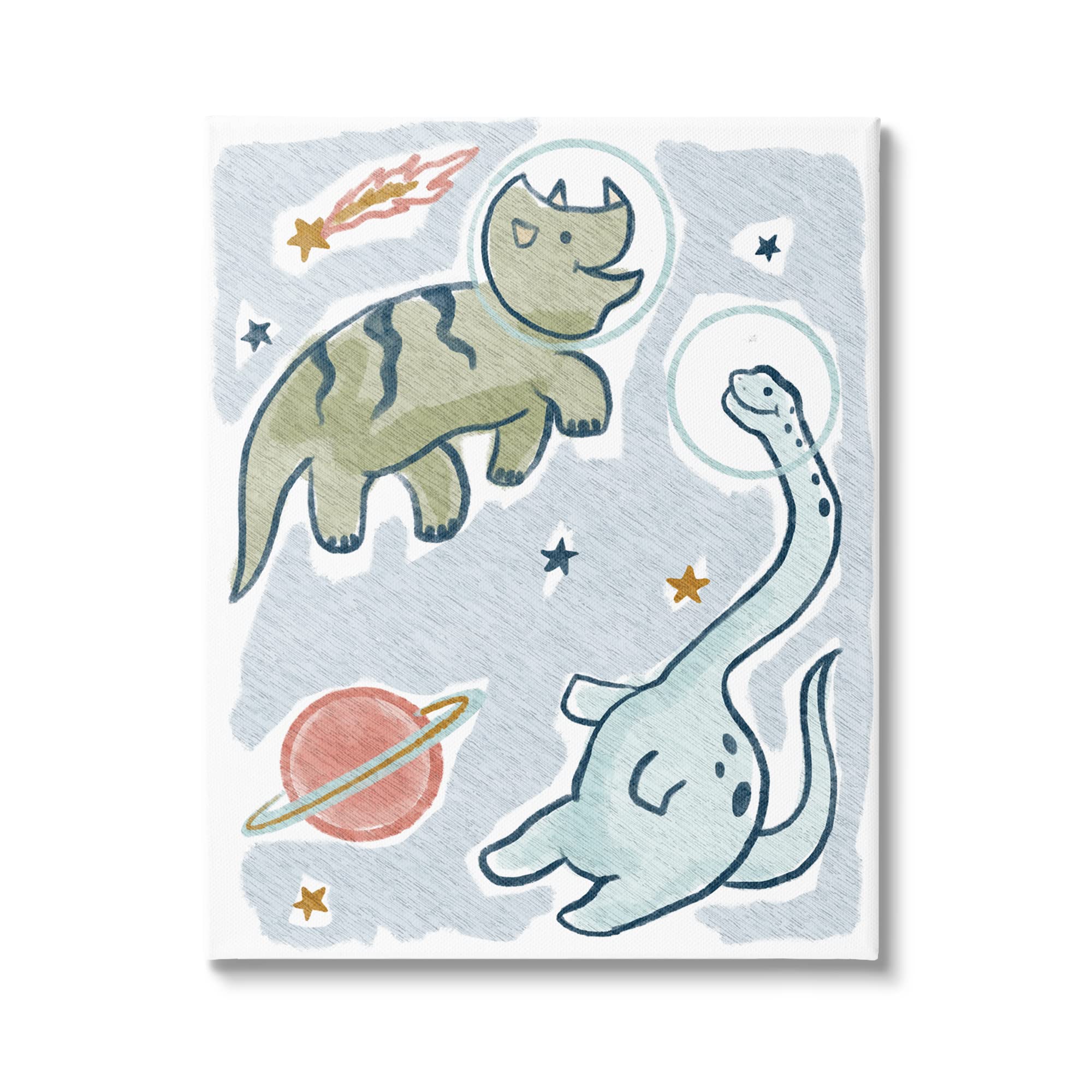 Stupell Industries Playful Dinosaurs in Outer Space with Planets & Stars Wall Art - Nursery Decor, Kids Room Decor, Playroom Decor | Designed by Lil' Rue