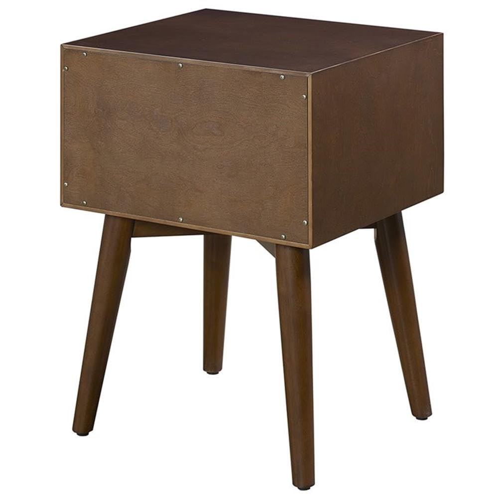 Allora 1-Drawer Mid-Century Modern Nightstand - Solid Mahogany Wood with Bronze Accents - Bedside Table for Bedroom, Living Room & Office