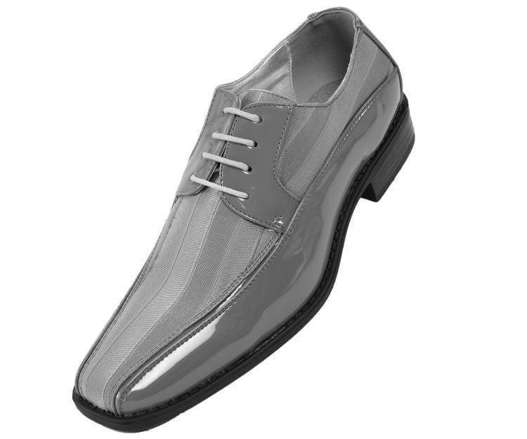 Men's Silver Striped Satin & Patent Leather Dress Shoes - Formal Occasions, Weddings & Business Events