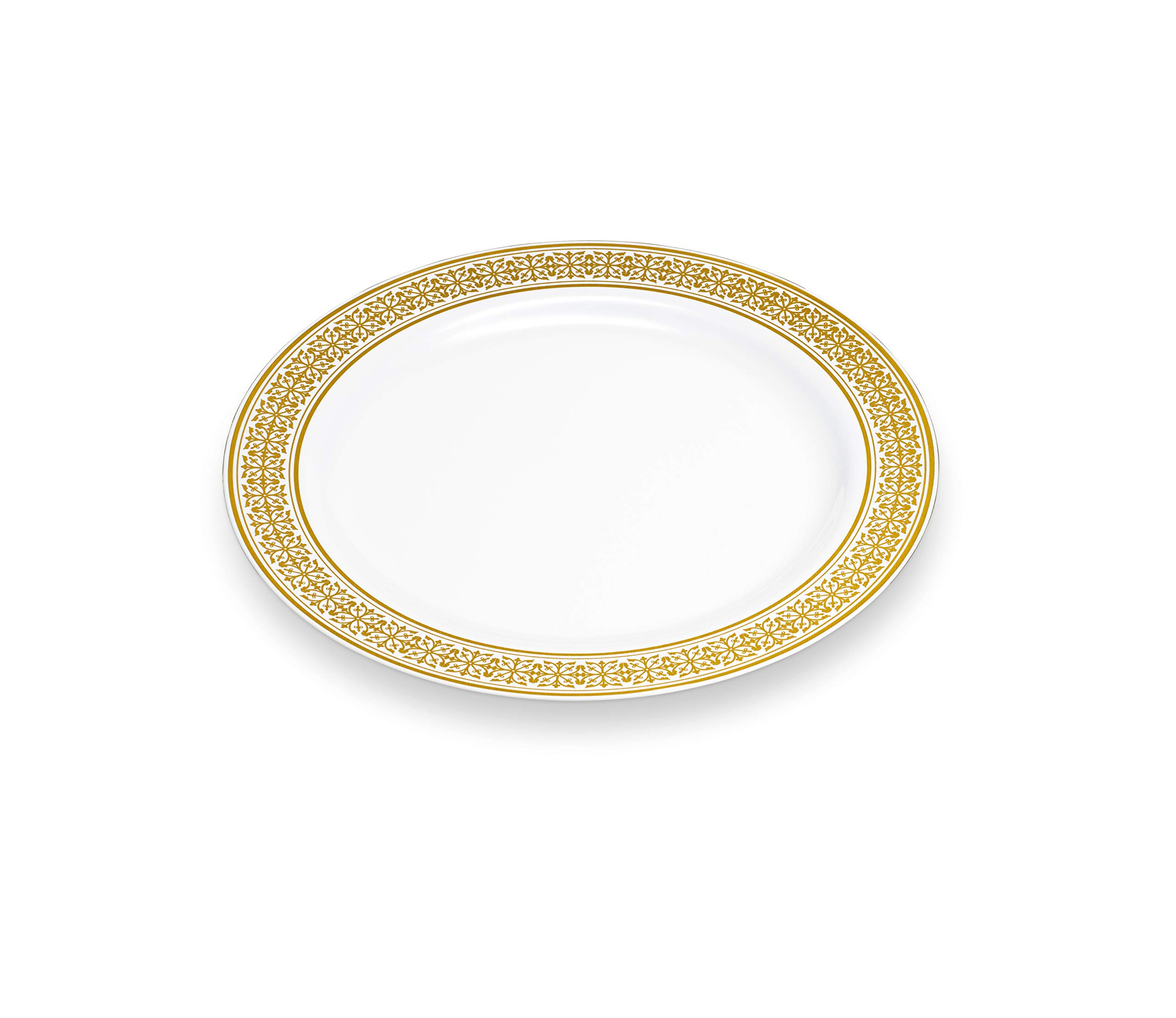 Laura Stein Opulence Series 40-Piece Premium Plastic Dinnerware Set - 20 White & Gold Rim 10.75