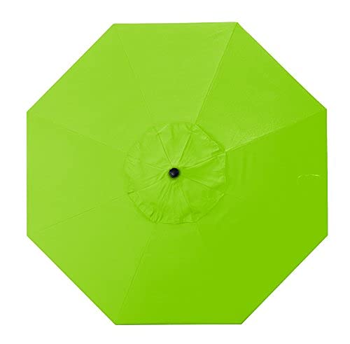 9 ft. Round Aluminum Patio Umbrella with Push Button Tilt & Black Pole - Sunbrella Macaw Fabric - Perfect for Poolside, Backyard, and Outdoor Dining Areas