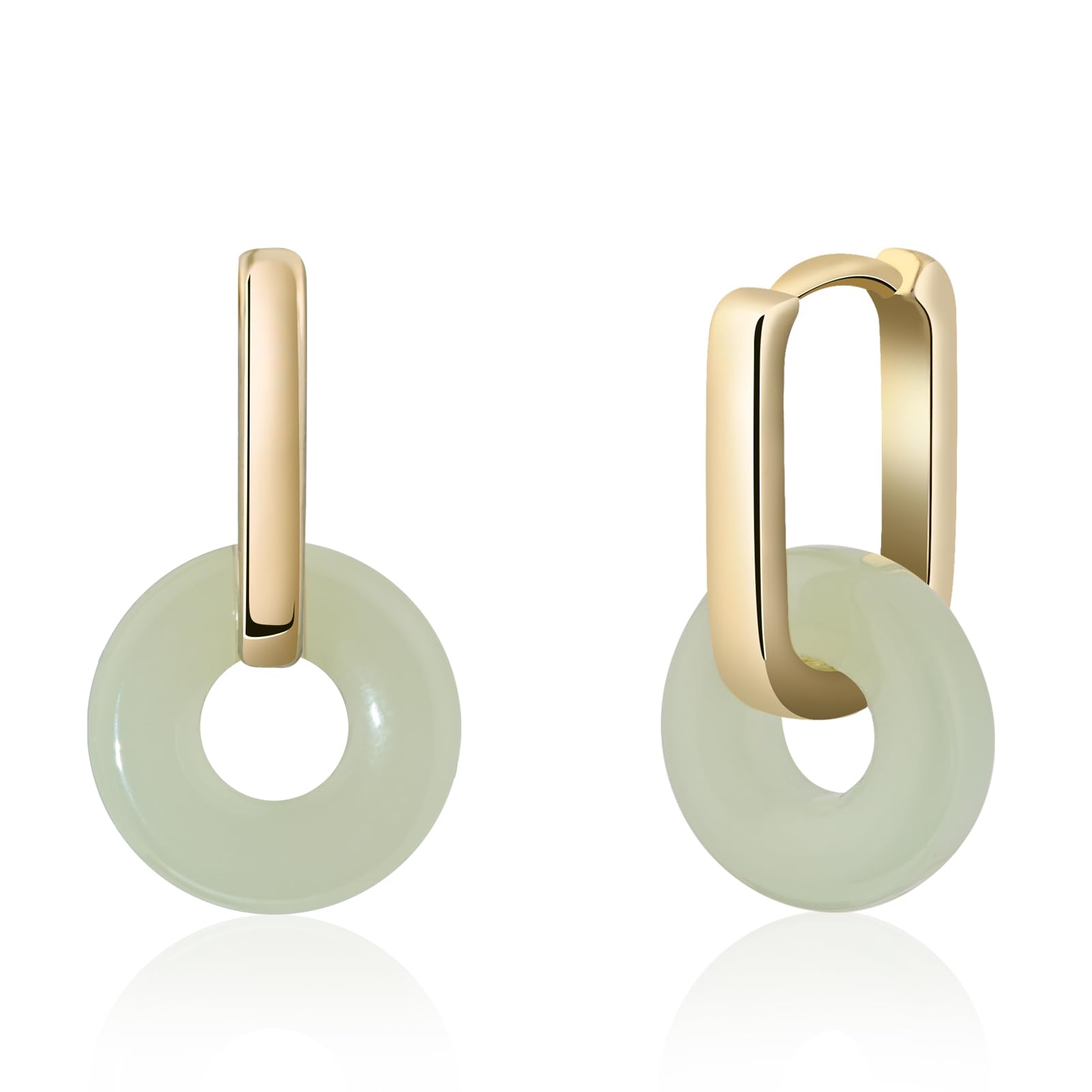 Trendy Gold Square Jade Hoop Earrings for Women - Hypoallergenic Green Jewelry, Perfect Birthday Gift | Elegant Everyday Wear & Special Occasion Accessories