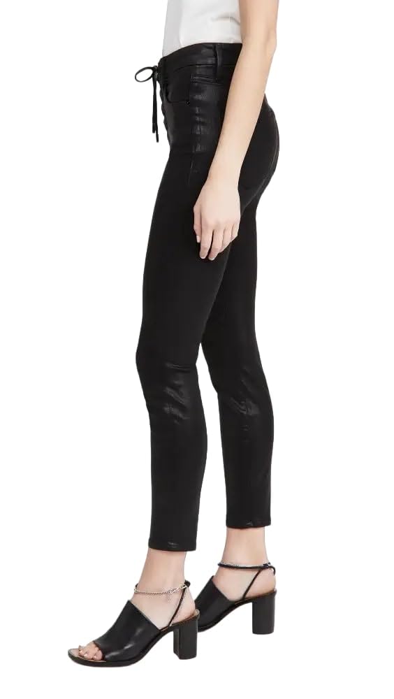 Good American Women's Good Waist Lace Up Jeans - High Waist Slim Fit Stretch Denim Pants in Black014, Size 8 | Perfect for Casual Wear, Date Night & Office Outfits