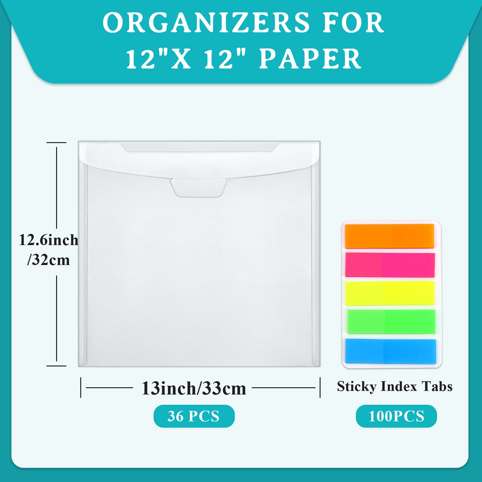 Caydo 24-Piece Scrapbook Paper Organizer with Buckle Design - Holds 12x12 Inch Scrapbook Paper, Vinyl & Cardstock - Includes 60 Sticky Index Tabs - Perfect for Crafting, Scrapbooking & Paper Storage Organization