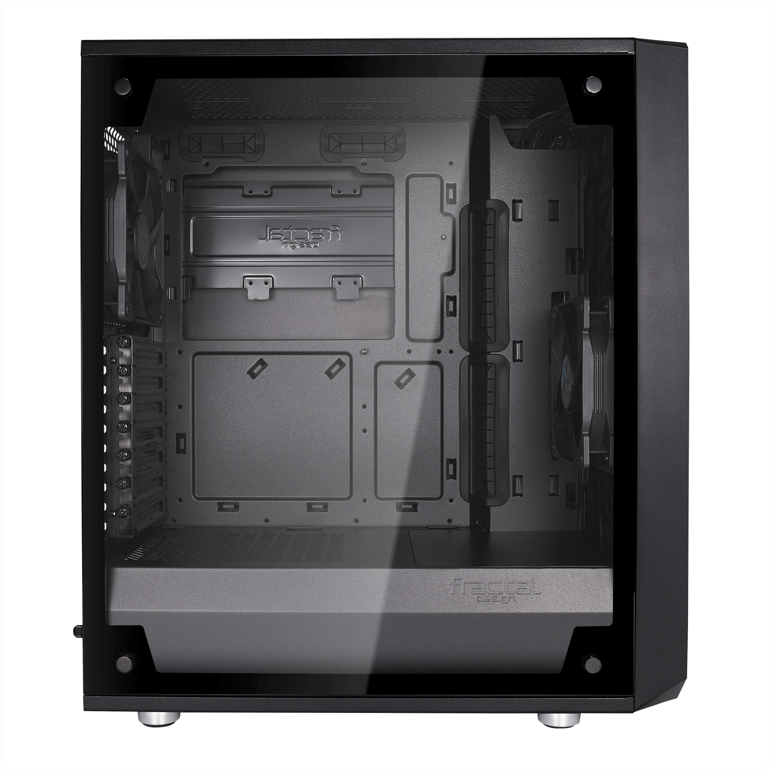 Fractal Design Meshify C Compact ATX Mid Tower PC Case - High Airflow Mesh Front Panel, 2x 120mm Fans, PSU Shroud, Modular Interior - Water Cooling Ready, USB 3.0, Tempered Glass Side Panel (Black) - Perfect for Gaming Rigs & Workstation Builds