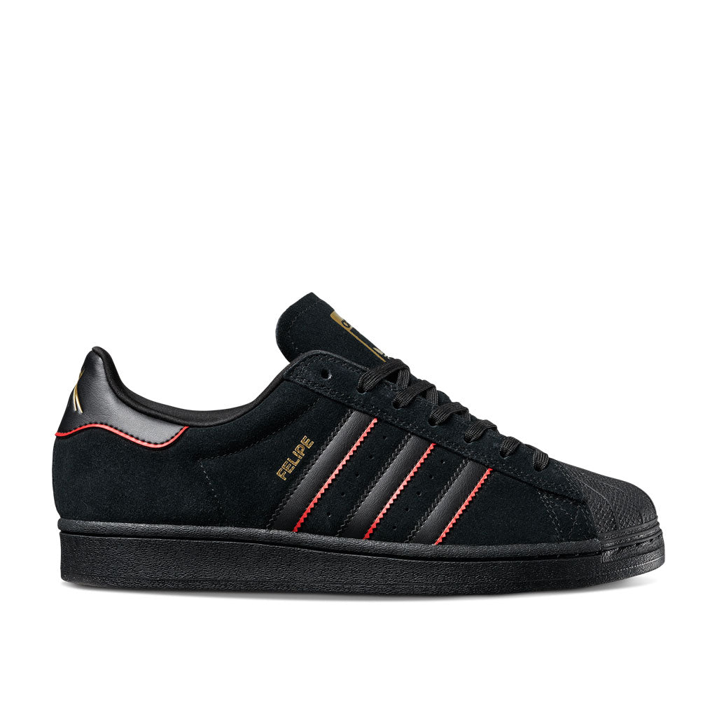 Adidas x Felipe Gustavo Superstar ADV Sneakers - Black/Scarlet/Gold Colorway - Men's Skateboarding Shoes for Streetwear & Urban Fashion