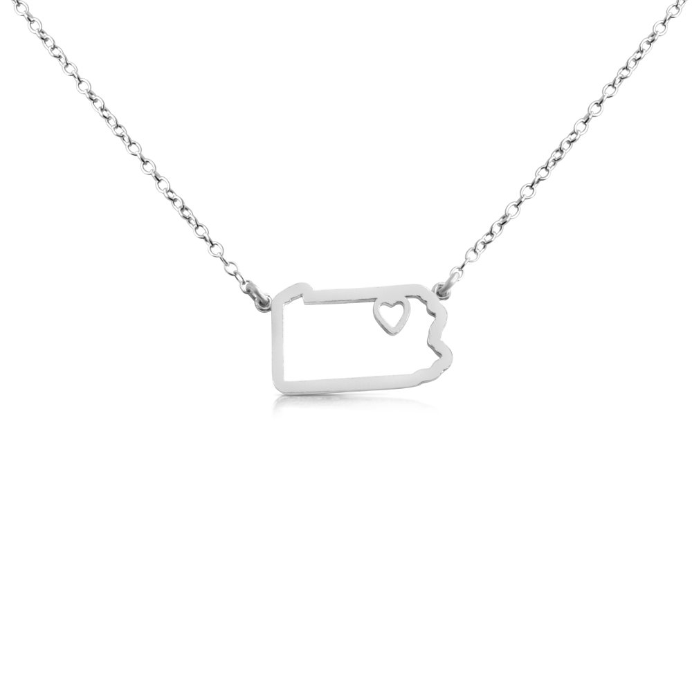 Belcho USA 925 Sterling Silver Pennsylvania State Necklace - 