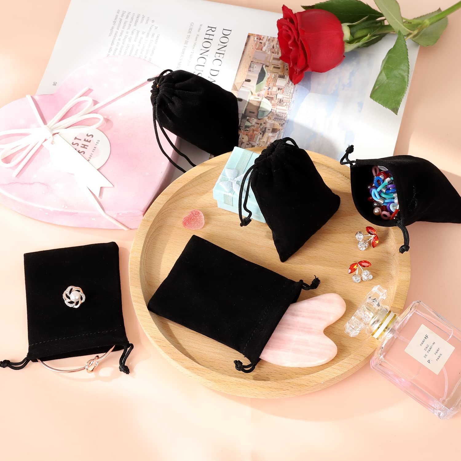 Premium Velvet Drawstring Bags - 20PCS Black Jewelry Pouches for Christmas, Party Favors, Advent Calendar & Gift Wrapping | Small Velvet Bags for Jewelry, Bracelets, Candy, Dice & Treats | Elegant Party Favor Bags for Weddings, Baby Showers & Special Events
