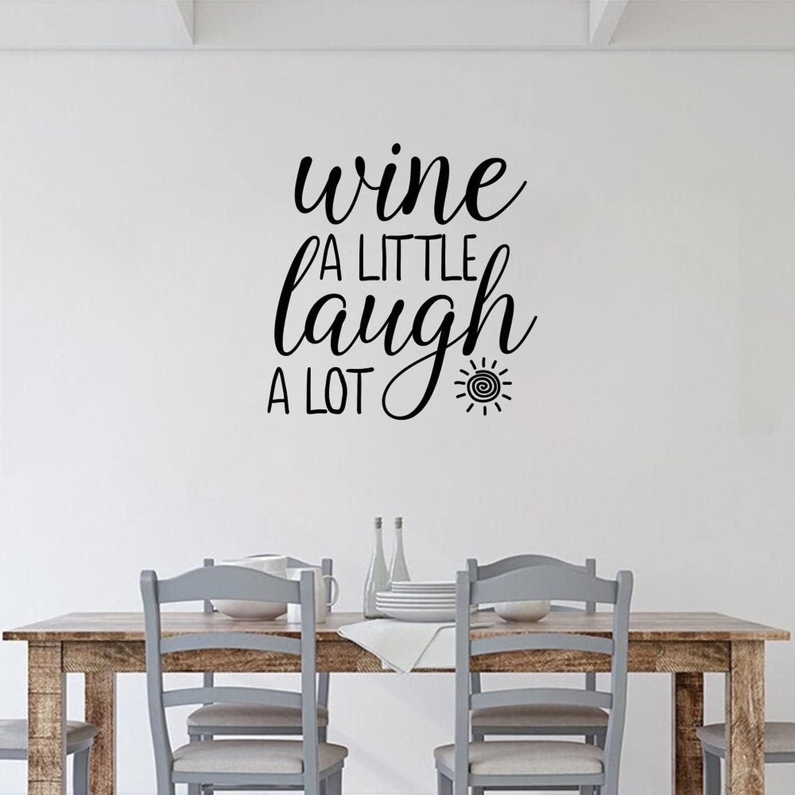 Motivational Quote Wall Decal Sticker - 'Wine A Little Laugh A Lot' Vinyl Art for Bedroom, Nursery, Kitchen, Bathroom & Dining Room Decor - Large 40 Inch Removable Home Decoration - Perfect for Housewarming Gifts & Party Wall Art