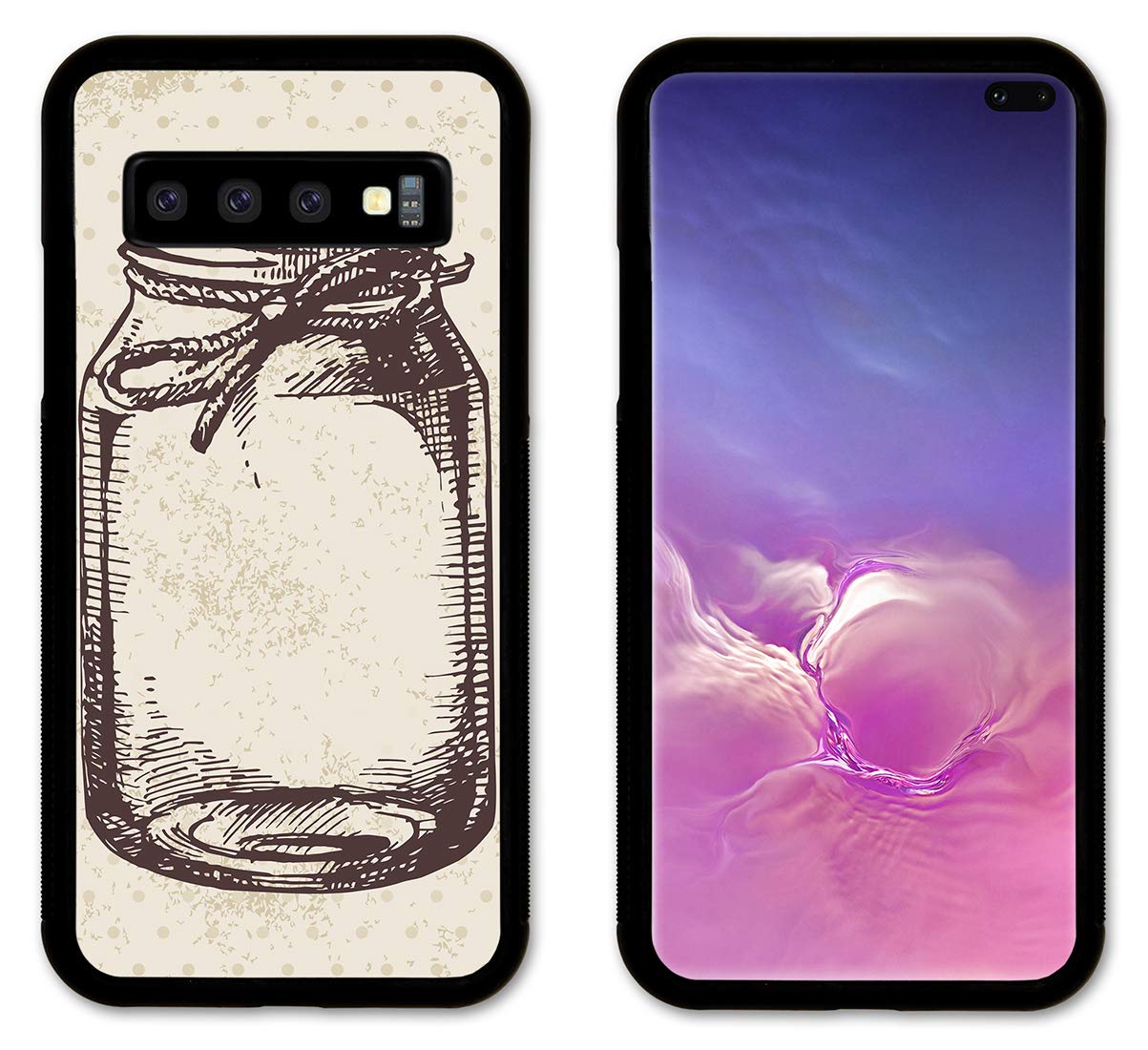 Slim Fit Mason Jar Design Phone Case for Samsung Galaxy S10+ (Plus) - Protective Cover with Shock Absorption - Perfect for Everyday Use, Travel & Outdoor Activities