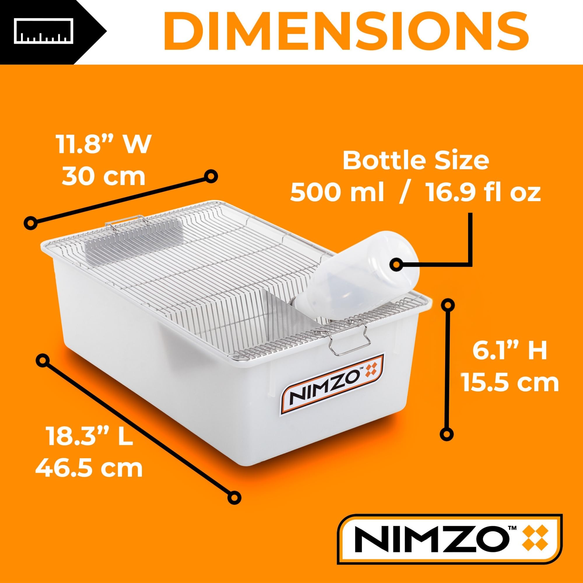 Nimzo Large Lab Cage for Rats & Mice - 3-Pack Breeding Cage with 500ml Water Bottle | Perfect for Small Animal Breeding, Research Labs & Pet Habitats