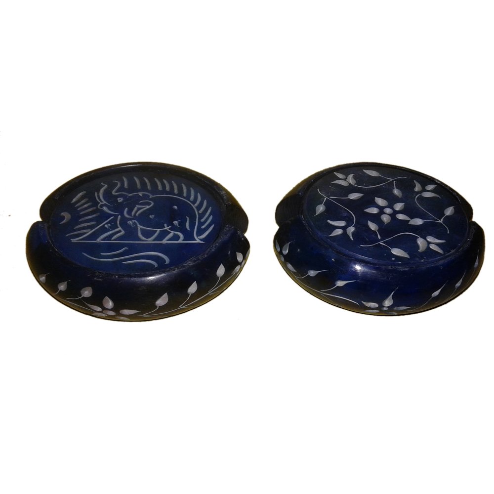 Premium Black Marble Inlay Coasters Set of 6 - Elegant Drink Coasters for Home, Office & Bar - Waterproof & Heat-Resistant Table Protectors for Coffee, Wine & Cocktail Glasses