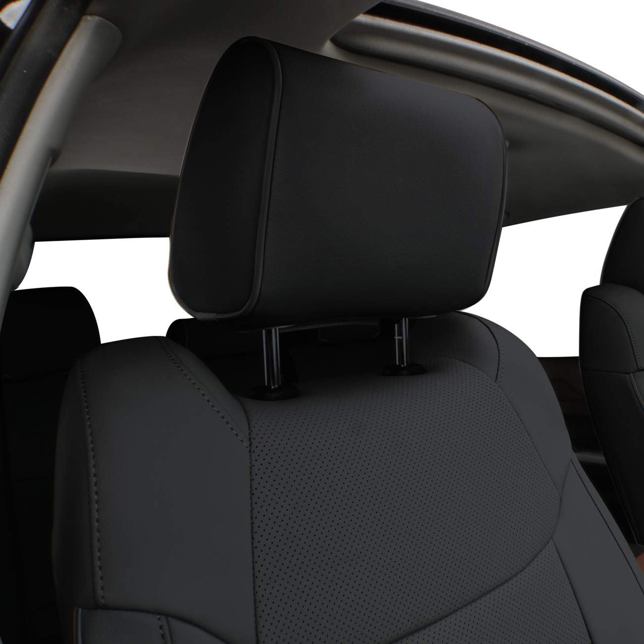 EKR Custom Fit F150 Seat Covers for 2015-2020 Ford F150 SuperCrew XL XLT & 2017-2022 SuperDuty CrewCab XL XLT - Full Set Leather Black - Premium Protection for Truck Seats, Road Trips & Daily Commute