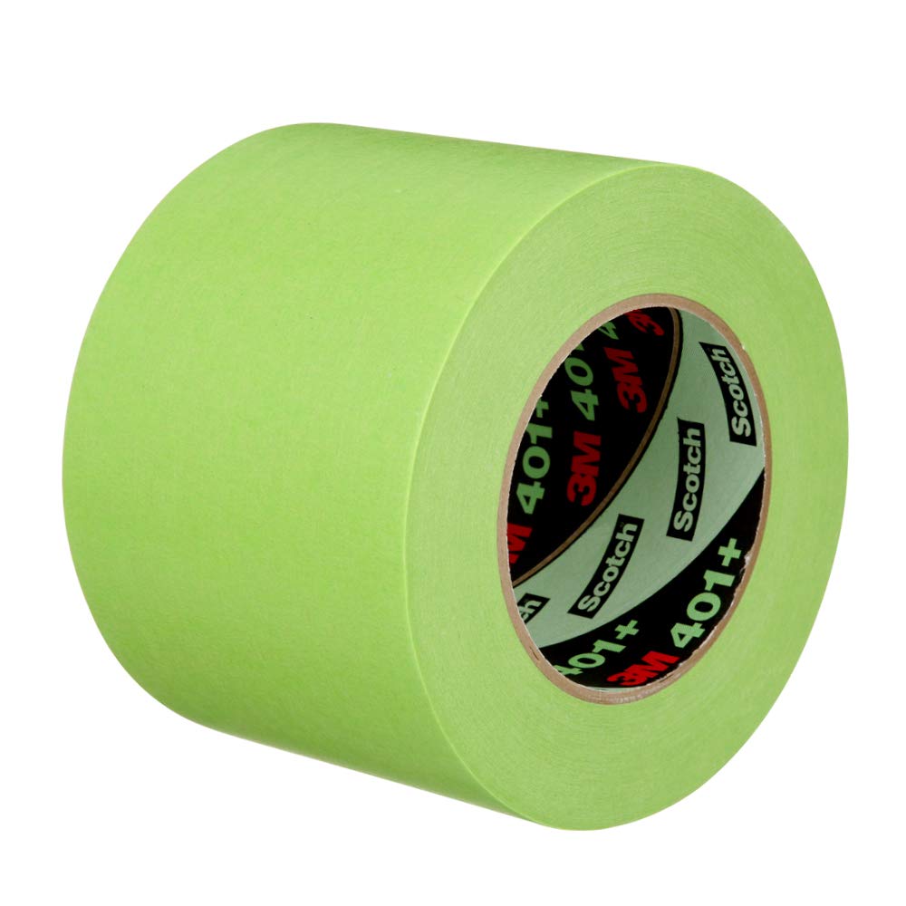 3M 401+ High Performance Masking Tape, Green, 288mm x 55m - Strong Adhesive for Automotive Painting, Industrial Use & DIY Projects | 4 Pack | Perfect for Car Detailing, Wall Protection & Crafting