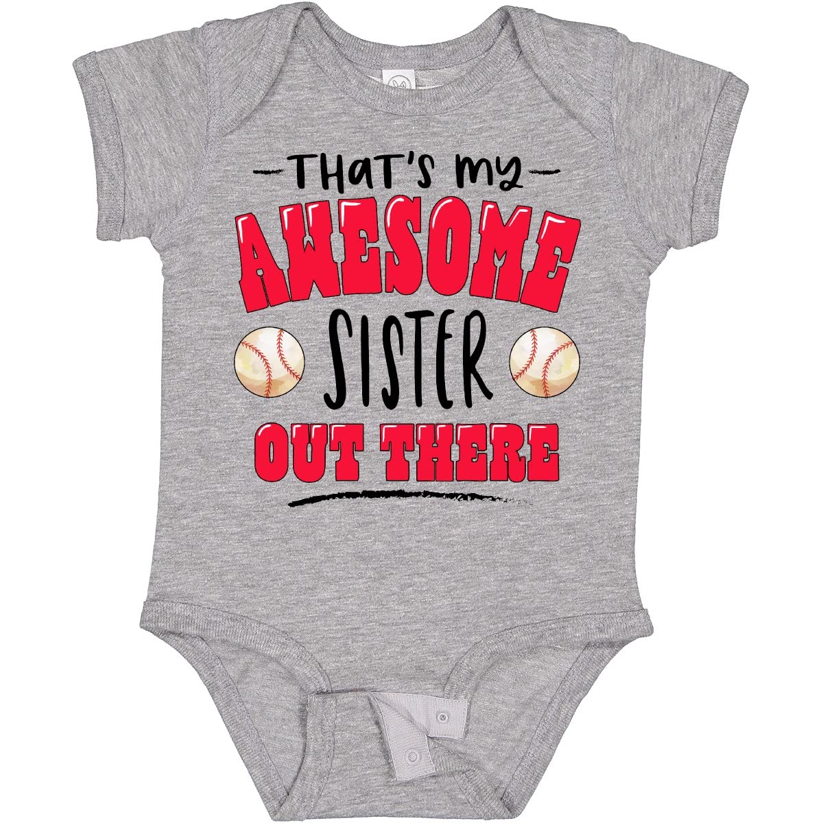 Inktastic 'That's My Awesome Sister' Baseball Baby Bodysuit - Cute Outfit for Siblings, Baseball Games & Family Photos