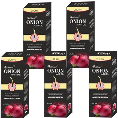 Gallivent Onion Hair Oil for Hair Growth & Scalp Care - Pack of 5 | Natural Hair Treatment for Thinning Hair, Dandruff & Split Ends | Perfect for Daily Use & Hair Spa Treatments