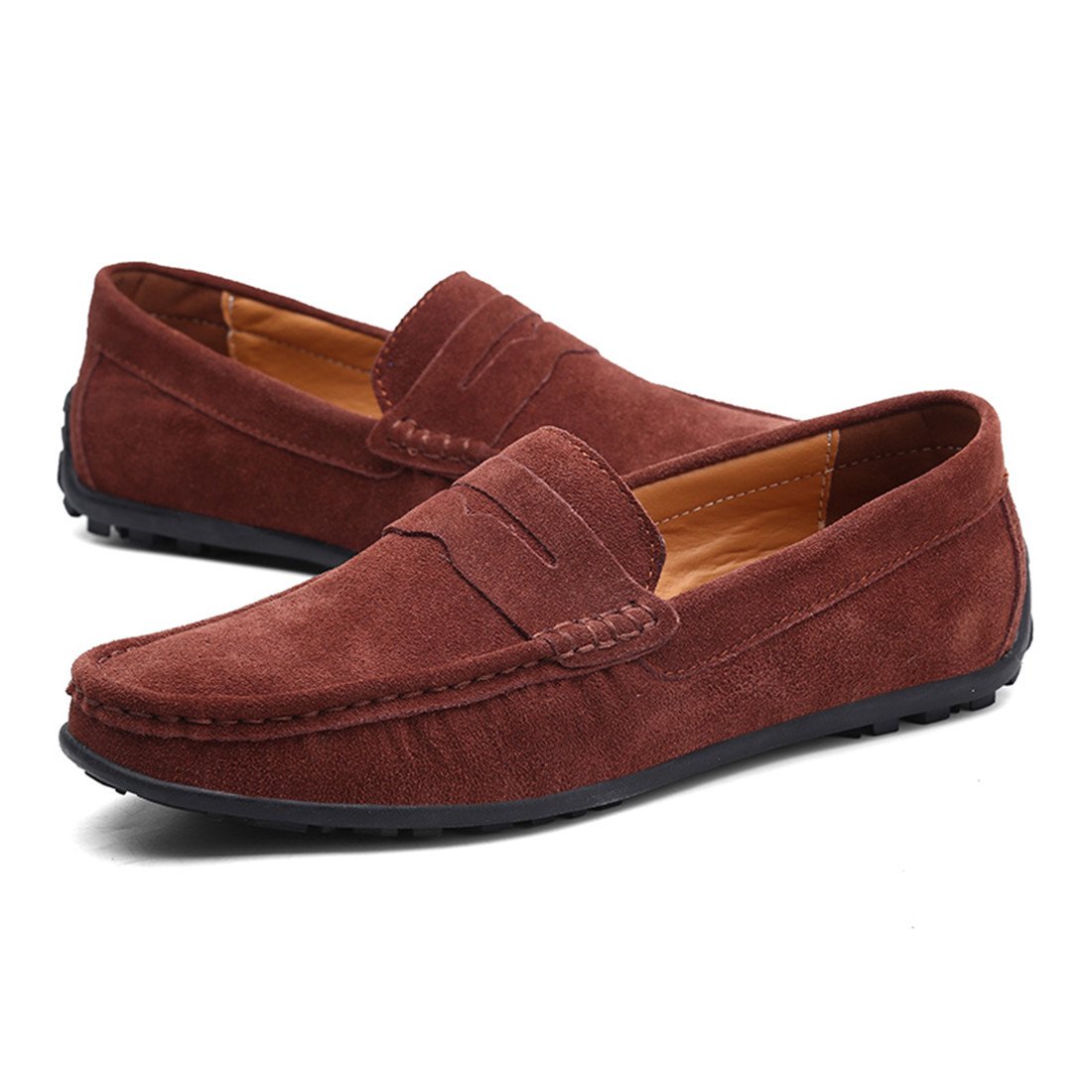 Stylish Men's Suede Leather Penny Loafers - Comfortable Slip-On Driving Moccasins & Boat Shoes for Casual Wear, Office & Outdoor Activities