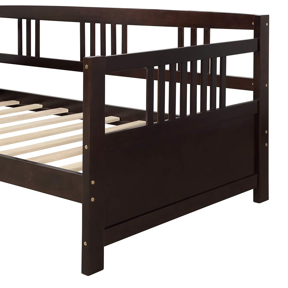 Twin Size Daybed with Simple Wood Frame - Espresso Finish for Bedroom, Living Room, or Guest Room Furniture | Perfect for Small Spaces, Sleepovers & Multi-Purpose Use