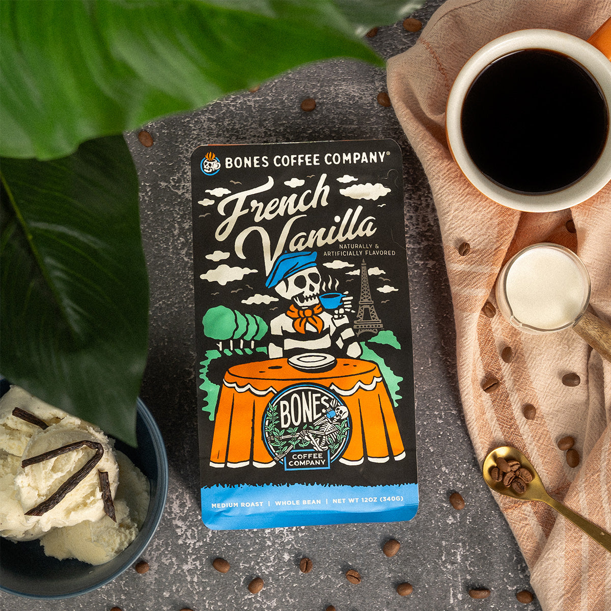 Premium French Vanilla Coffee Beans - 12oz Bag | Rich & Aromatic Blend for Espresso, Drip & French Press Brewing | Perfect for Home, Office & Gifting