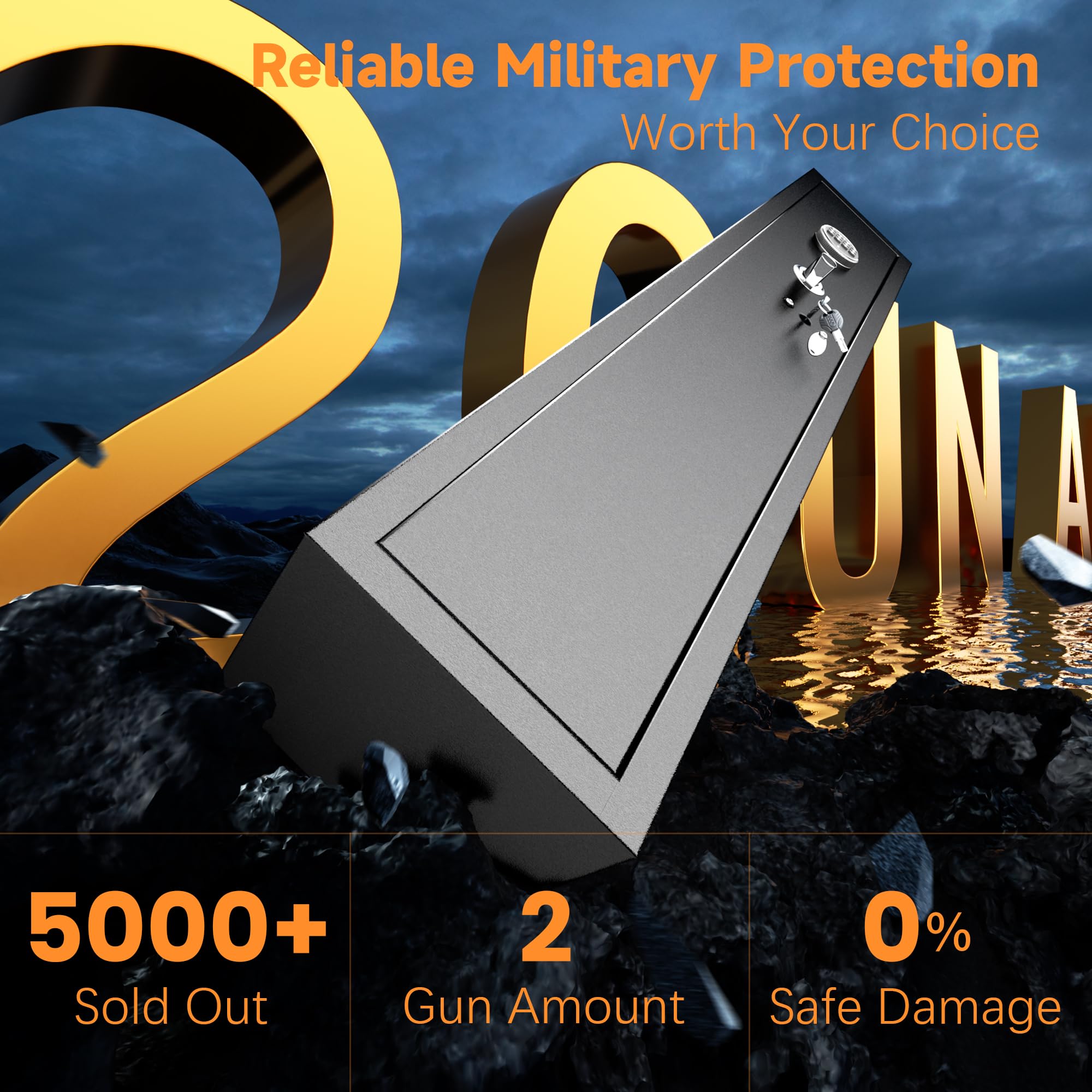 INTERGREAT 2-4 Gun Safe for Rifles & Shotguns - Quick Access Digital Keypad Security Cabinet for Home, Office & Hunting Use