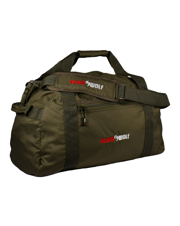 Black Wolf DufflePack 50 - Packable Travel Duffle Bag in Moss Green - Perfect for Gym, Weekend Trips & Outdoor Adventures