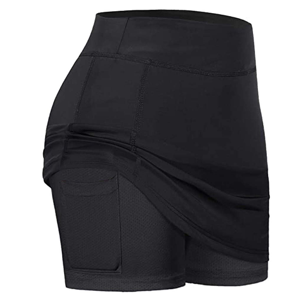 ZANFUN Women's 2-in-1 Tennis Skirt with Built-in Shorts - High Waist Elastic Yoga Running Athletic Skort with Inner Pockets for Golf, Workout & Gym - Sizes S-2XL | Perfect for Tennis, Yoga, Running, Golf & Casual Wear