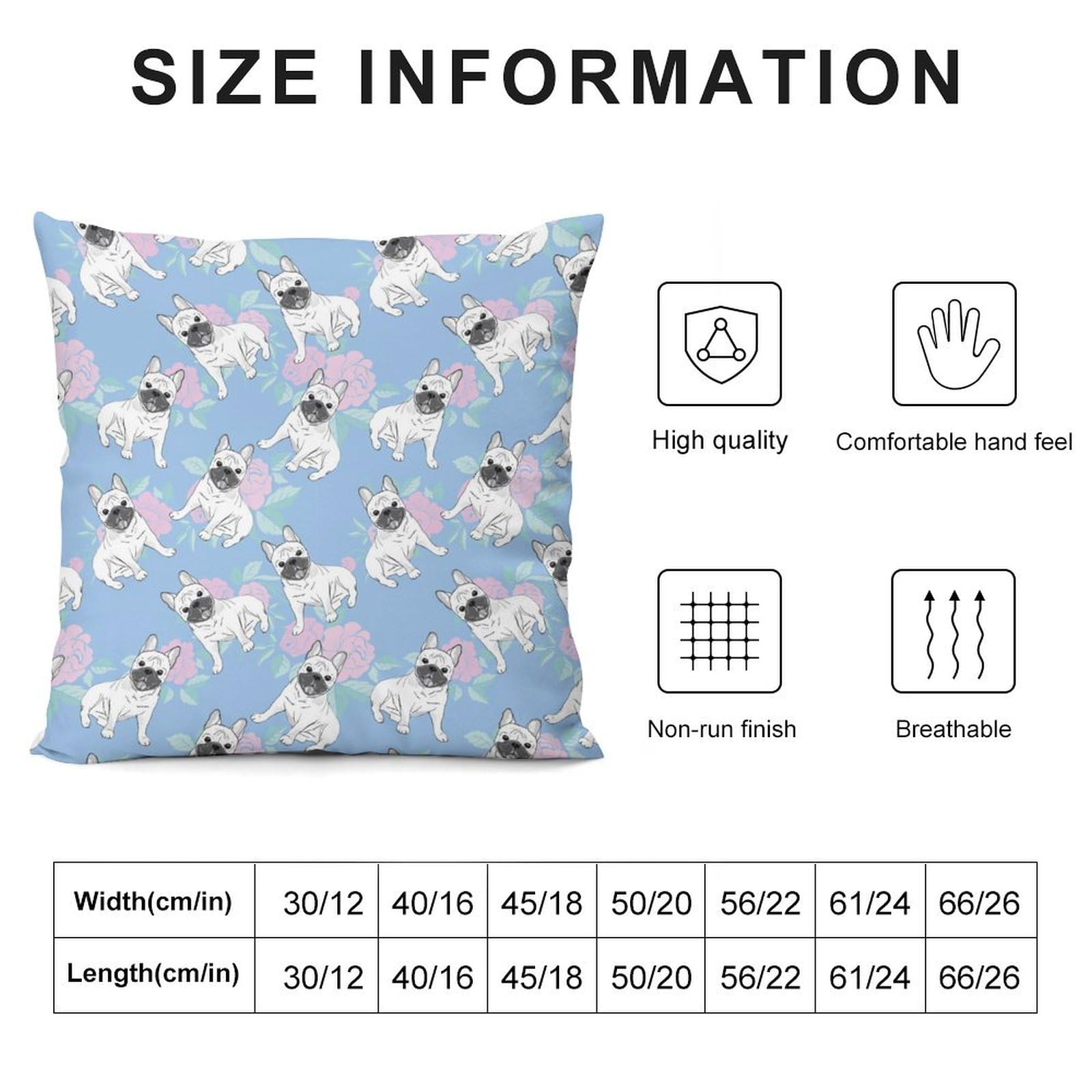 Adorable French Bulldog Plush Pillow Covers - Soft & Smooth Cushion Cases for Sofa & Bed (Set of 4, 24x24 Inches) - Perfect for Home Decor, Kids Room, Nursery, or Pet Lover Gifts