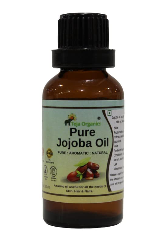 Pure Organic Jojoba Oil by Teja Organics - Cold Pressed, Unrefined, 100% Natural for Skin, Hair & Nails - Perfect for Moisturizing, Massage & DIY Beauty Recipes