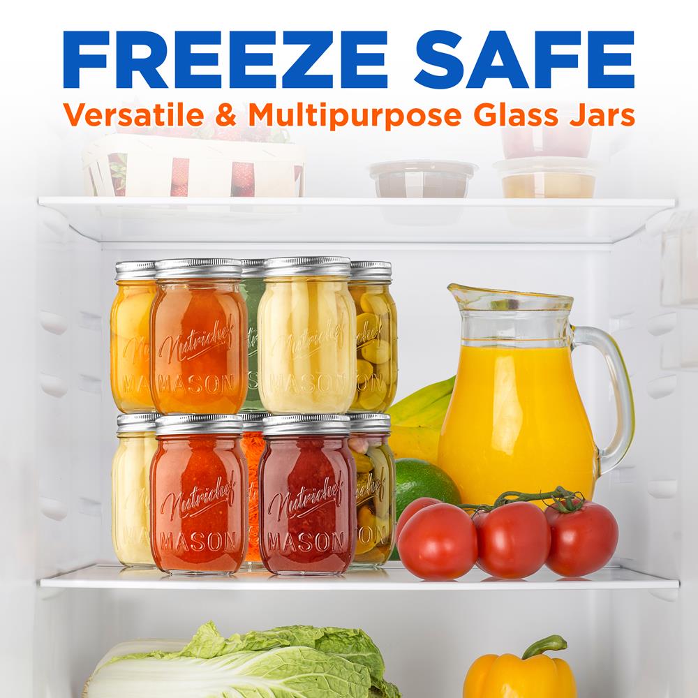 Premium Glass Mason Jars with Airtight Lids - 16oz, 32oz, 64oz Sizes - Ideal for Canning, Food Storage & DIY Crafts - Perfect for Home Kitchen, Pantry Organization & Wedding Decor