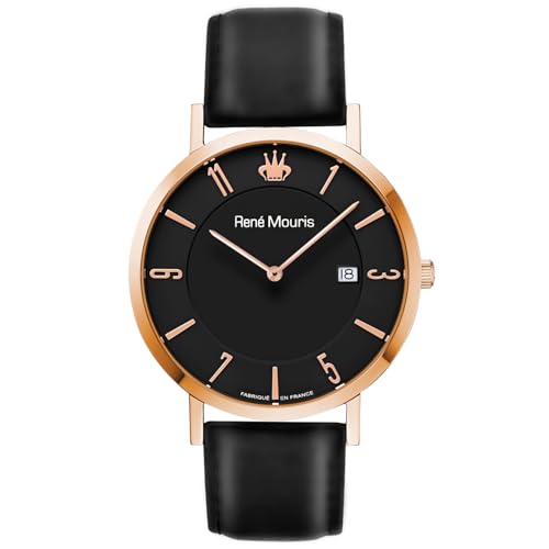 Black Dial - Rose Gold Case - Black Strap - Rose Gold Applique