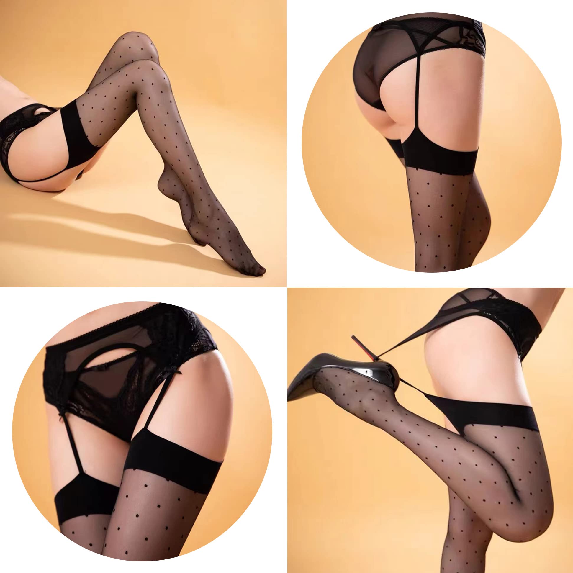 Lidogirl Women's Sexy Lace Garter Belt with Sheer Stockings - Bridal Lingerie Set for Wedding Night, Boudoir Photography & Romantic Occasions