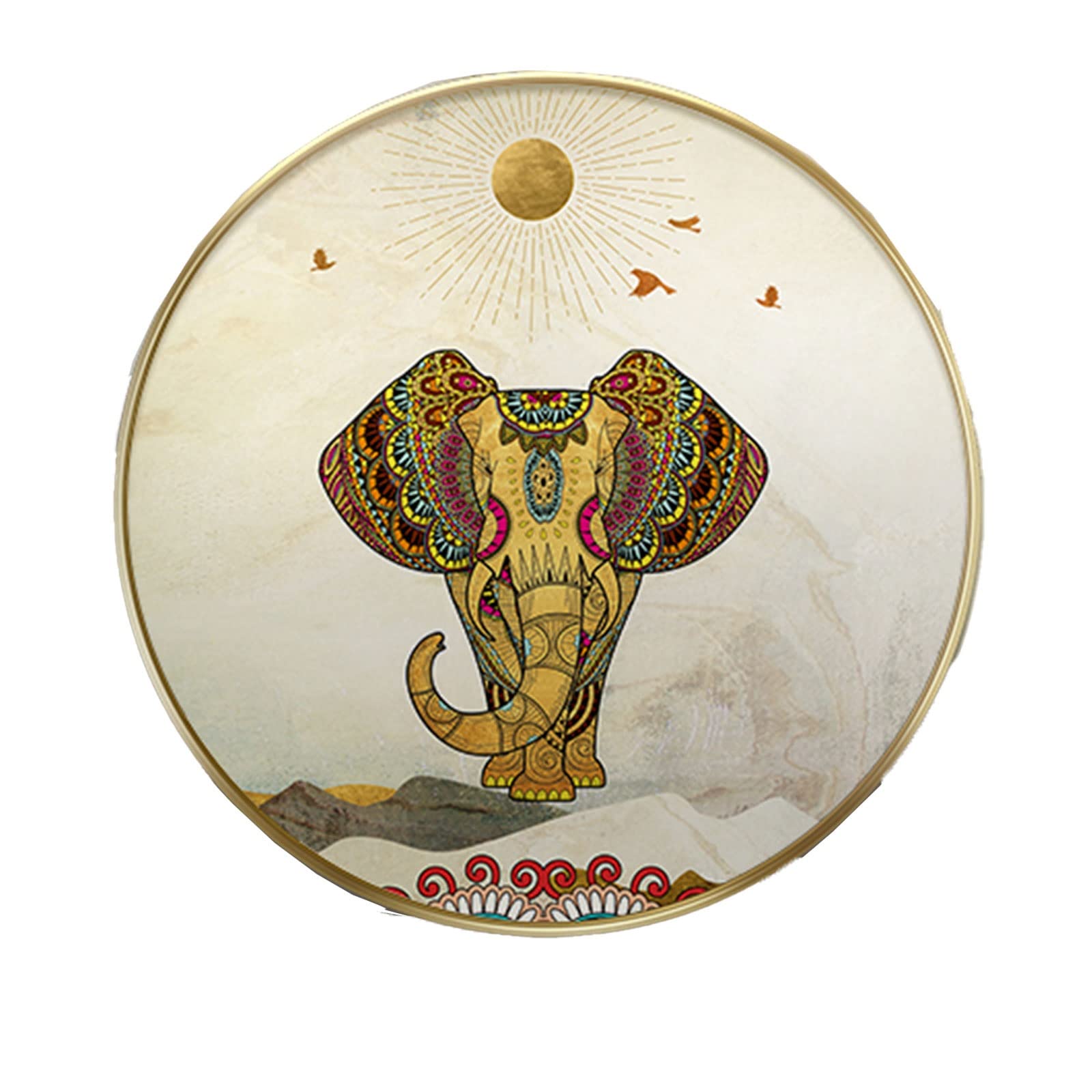 Minimalist Round Wall Art - Abstract Woman Line Art & Elephant Print Decor for Living Room, Bedroom, Kitchen - Modern Black Home Decor (60cm) - Perfect for Boho, Scandinavian & Contemporary Interior Design Styles