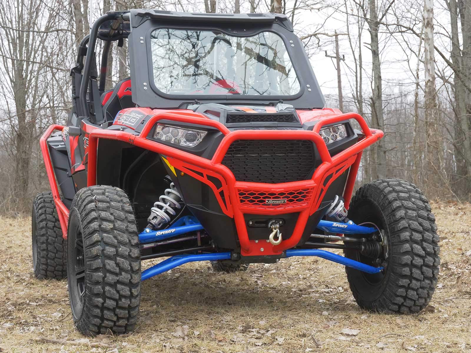 SuperATV Heavy Duty High Clearance Lower Front A Arms for 2016-2021 Polaris RZR XP Turbo/XP 4 Turbo - Voodoo Velocity Blue - Includes Heavy Duty Ball Joints - Non-Adjustable - Off-Road UTV Accessories for Trail Riding & Dune Bashing