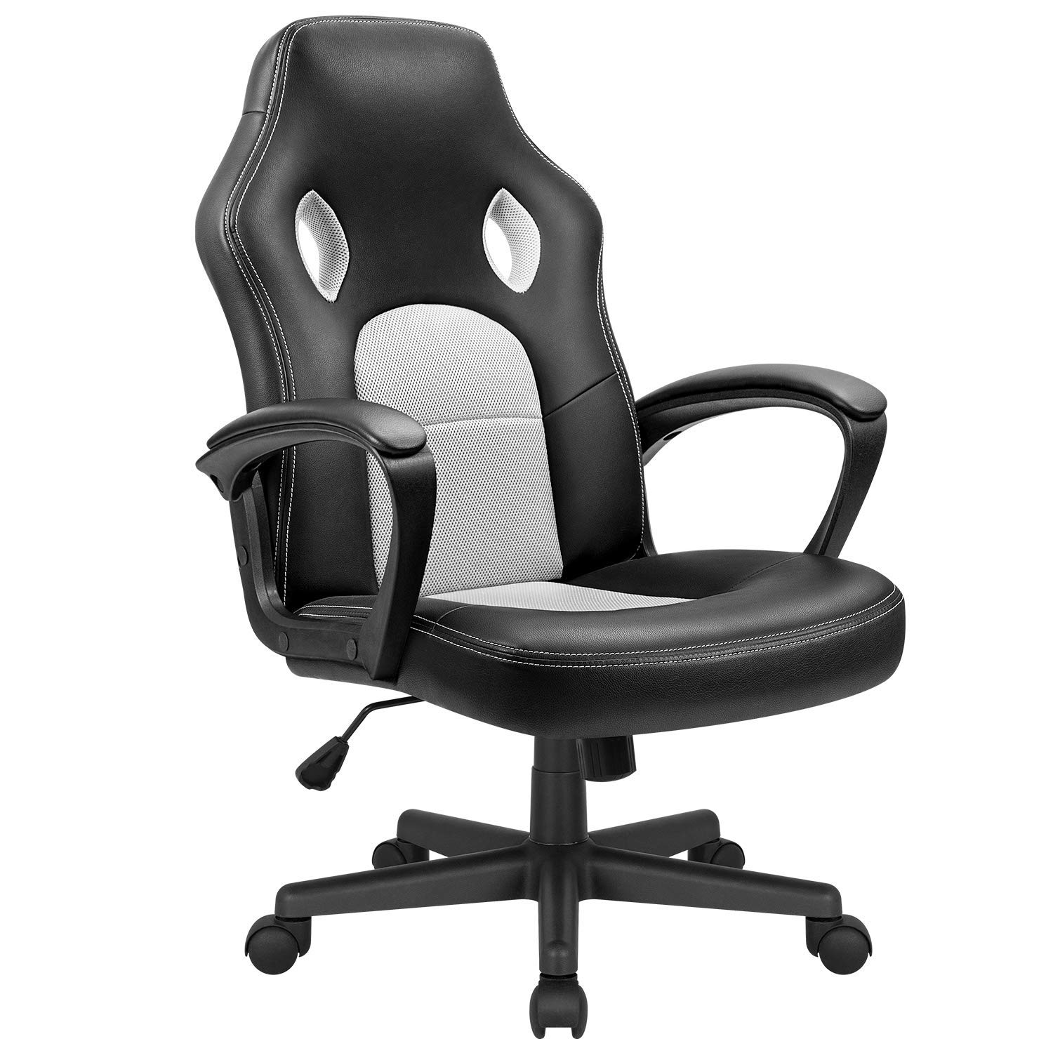 Ergonomic High Back Gaming Office Chair - Adjustable Leather Computer Desk Chair for Racing Games, Executive Meetings & Conference Rooms - Perfect for Home Office, Gaming Setup & Professional Workspaces (White)