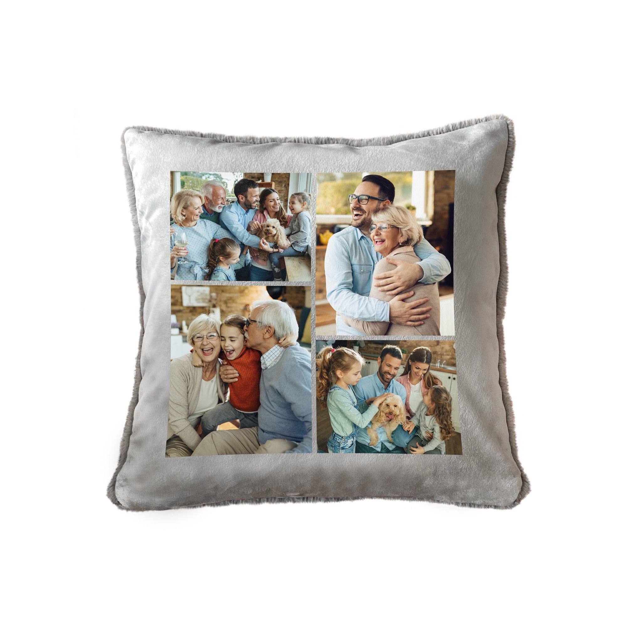 Soft & Cozy Photo Grid Faux Fur Cuddle Pillow - Plush Decorative Throw Cushion for Sofa, Bed, Nursery - Perfect for Home Decor, Gifts & Relaxation