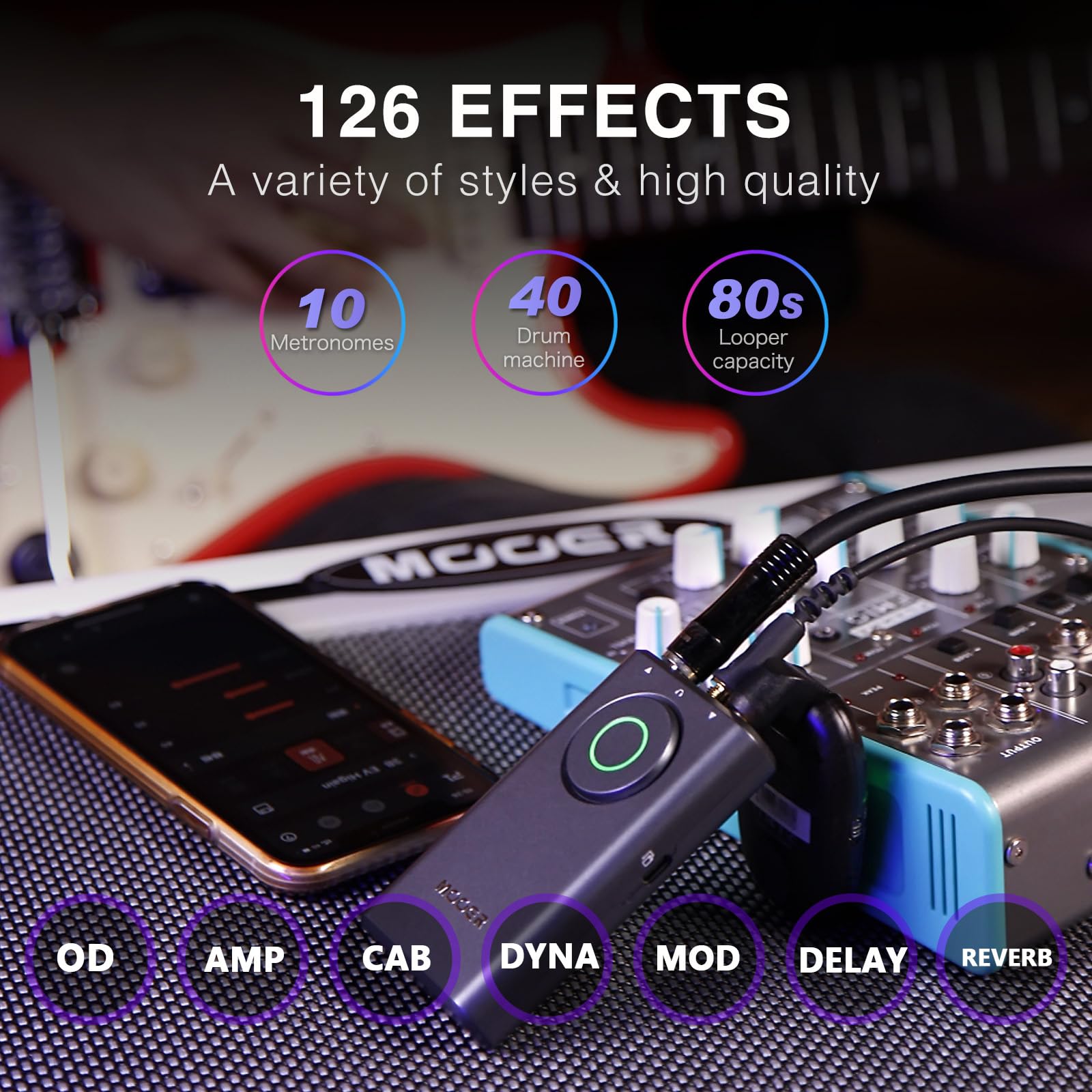 MOOER Prime P1 Guitar Multi-Effects Processor Pedal with 126 Effects, Built-in Tuner, Amp Simulator & Metronome - Perfect for Bass Guitarists in Studio Recording, Live Performance & Practice Sessions