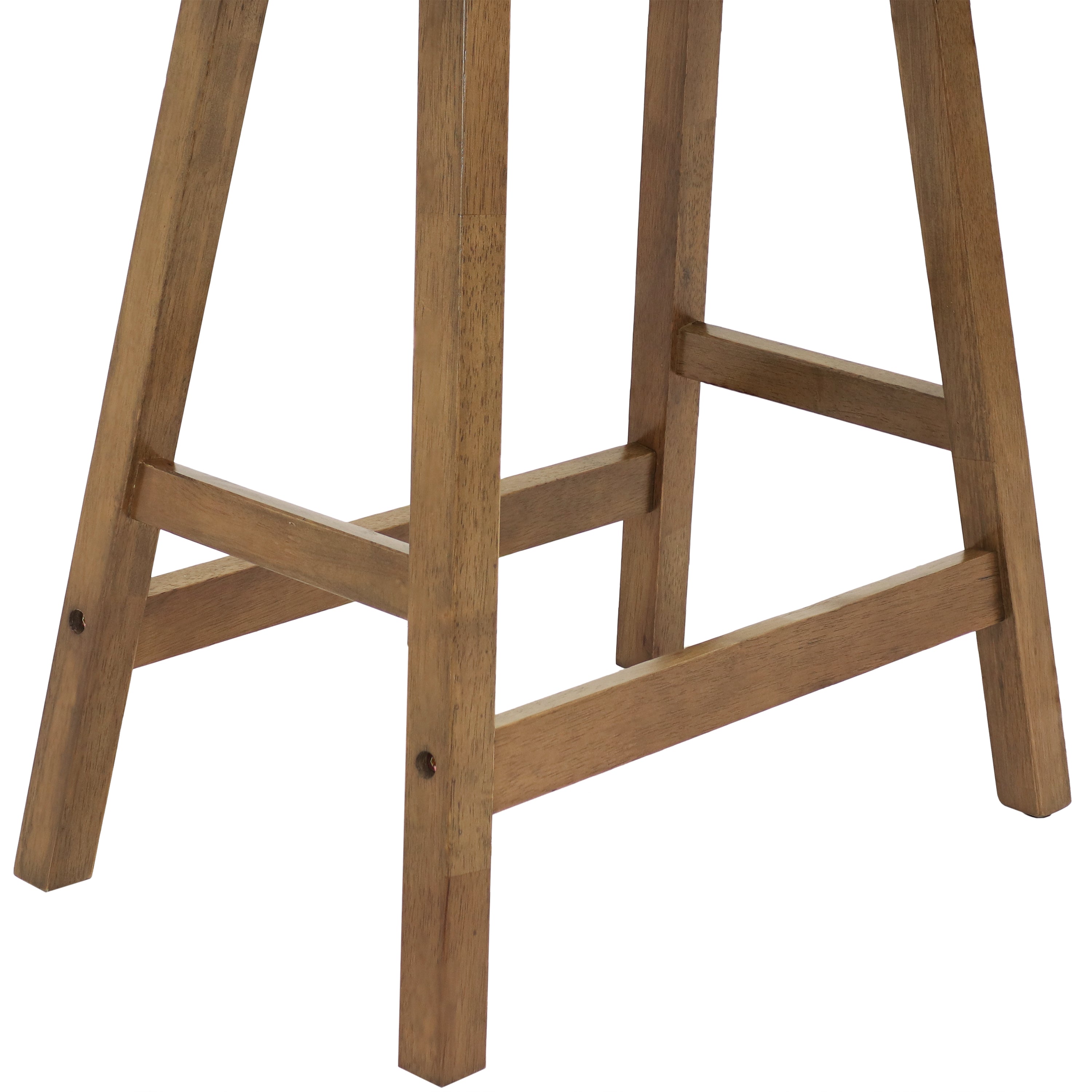 Sunnydaze Set of 2 Counter Height Bar Stools - Weathered Oak Finish with Blue Cushions - Perfect for Kitchen Island, Breakfast Nook & Home Bar Decor
