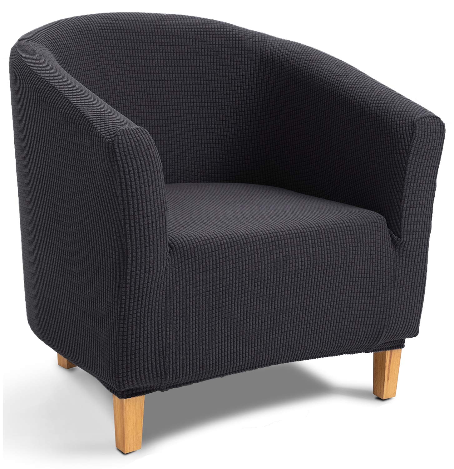 TIANSHU Jacquard Stretch Tub Chair Cover - Non-Slip Armchair Slipcover for Dining, Living Room & Office - Gray Barrel Chair Cover | Perfect for Home Decor, Guest Reception & Furniture Protection