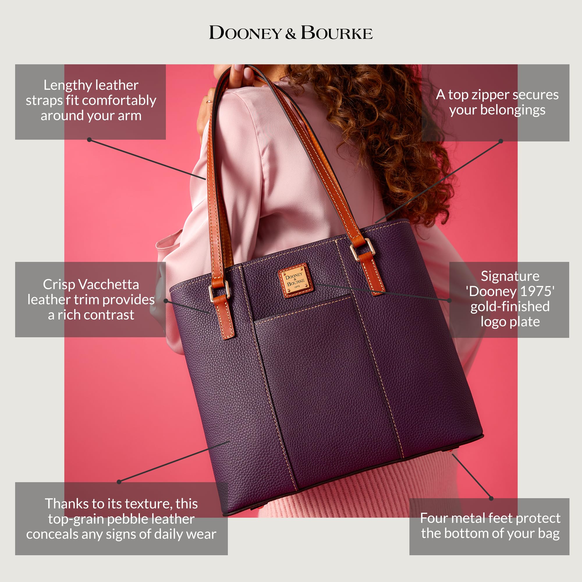 Dooney & Bourke Women's Small Lexington Pebble Grain Leather Tote Bag with Long Shoulder Straps - Stylish Handbag for Work, Travel & Everyday Use